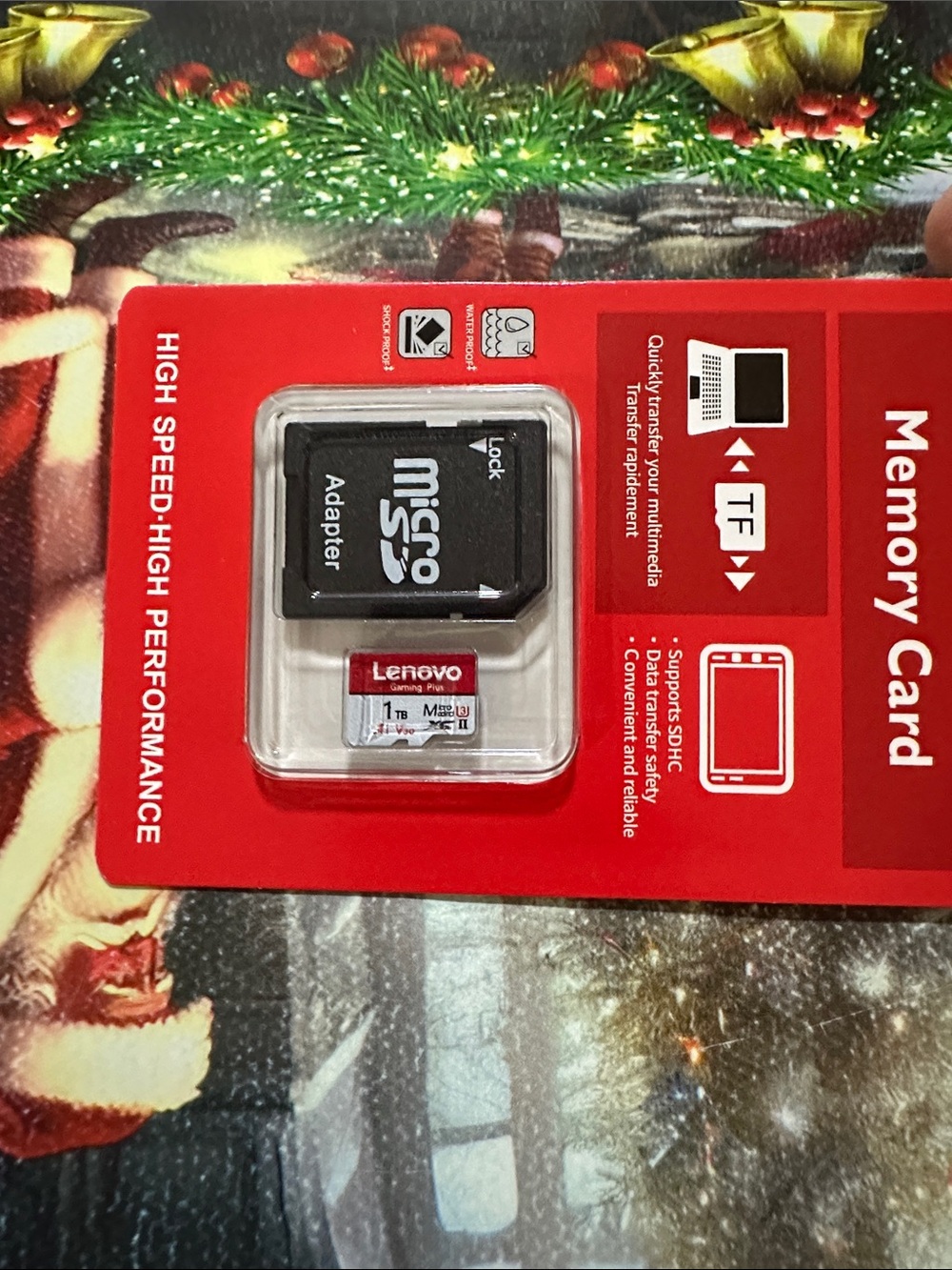 Lenovo Red and Black 1TB microSD with Adapter
